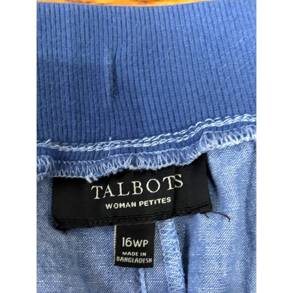 Talbots Womens Casual Pull On Crop Pants 16WP Plus Petite Heathered Blue Cotton - Picture 3 of 5